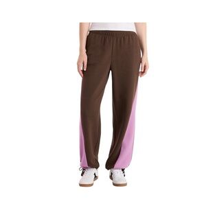 No Boundaries Color Block Brown Jogger Pants with Pink Side Stripes